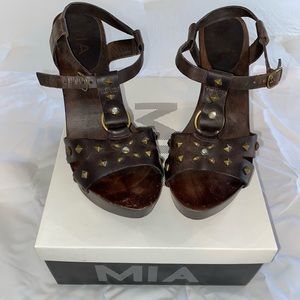 Dark brown MIA wedges size 9